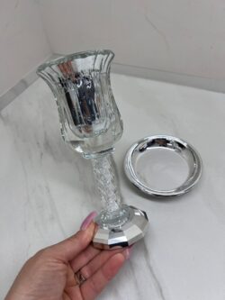 גביע קידוש - קריסטל מהודר כסף - ״בורא פרי הגפן״