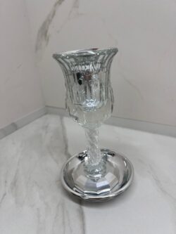 ⁦גביע קידוש - קריסטל מהודר כסף - ״בורא פרי הגפן״⁩ – תמונה ⁦2⁩