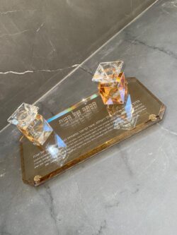 ⁦זוג פמוטי קריסטל עם מגש מהודר -  שמפניה⁩ – תמונה ⁦2⁩